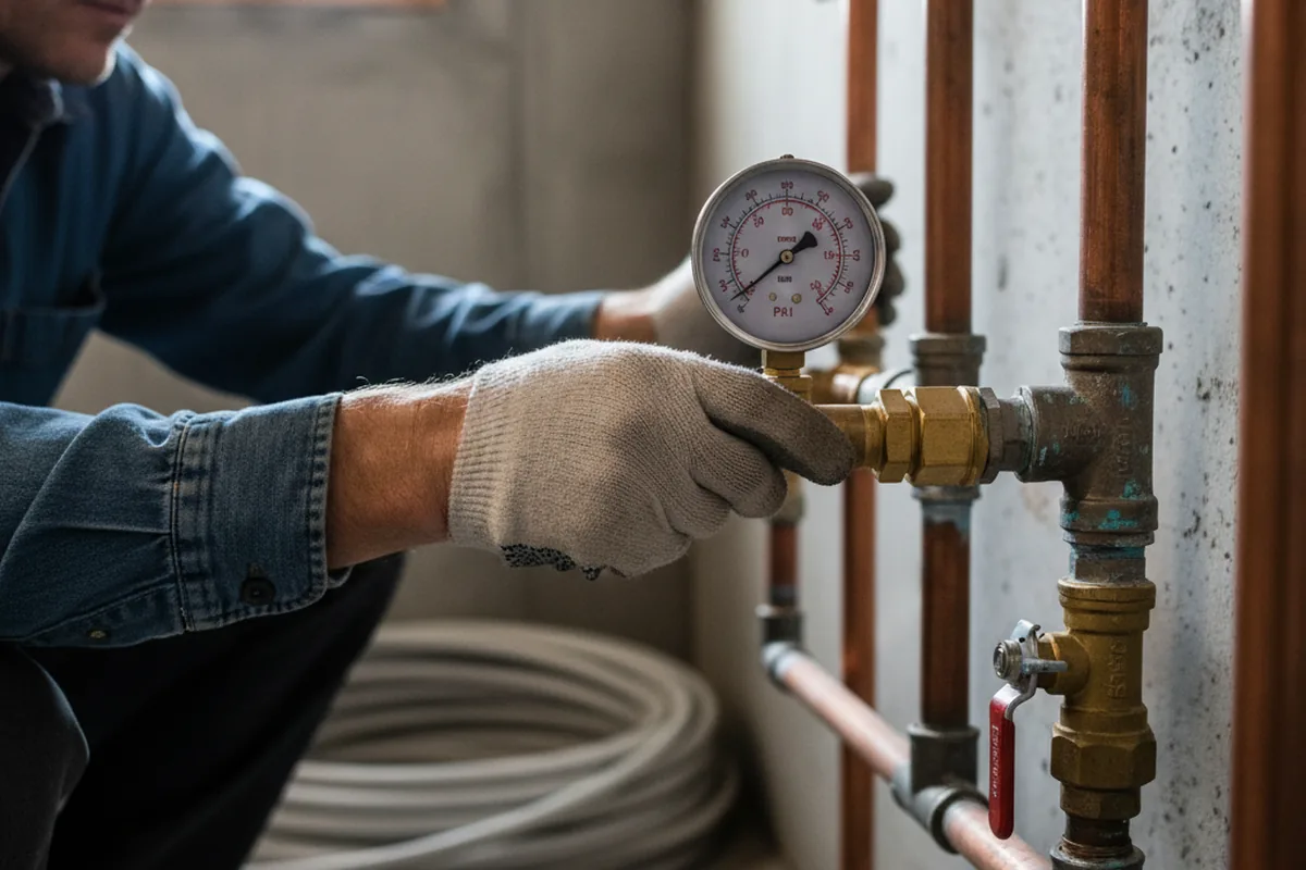 Pressure testing a repaired line during Water Line Repair in Eastman